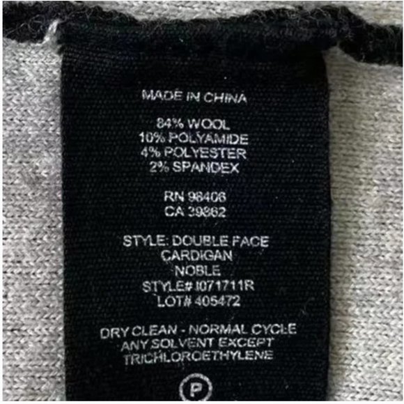 THEORY Open Front Double Face Wool Blend Long Cardigan In Black (Size P) - Picture 5 of 7